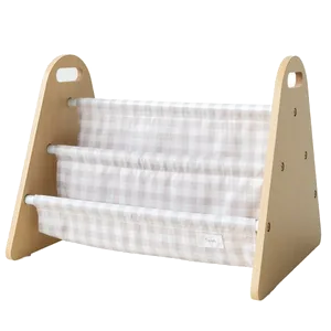3 Sprouts Dobbelt-sidet Bogreol, Gingham beige