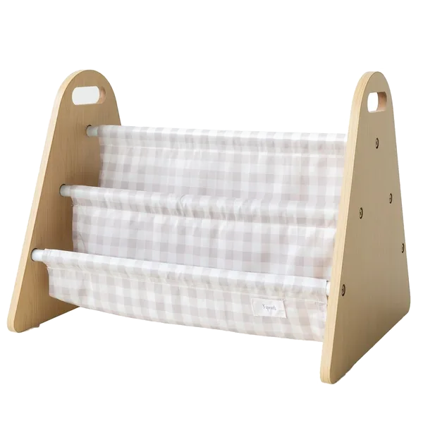 3 Sprouts Dobbelt-sidet Bogreol, Gingham beige