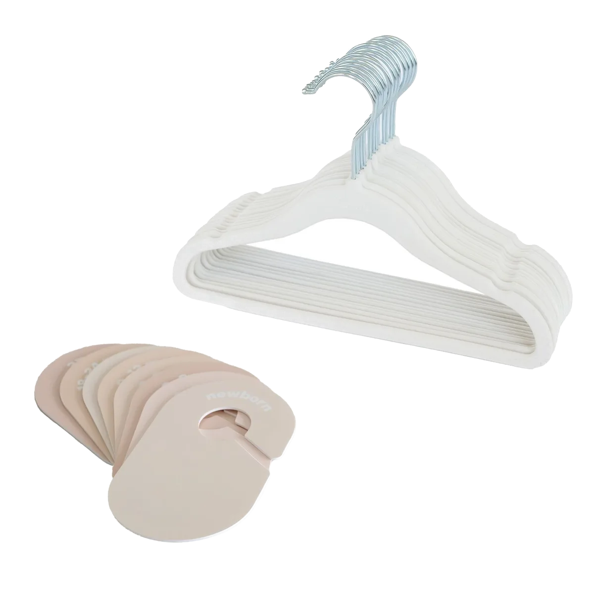 3 Sprouts Sæt, Velourbøjle (15 stk.) og Skabsdeler (8 stk.), Creme neutral - billede 1
